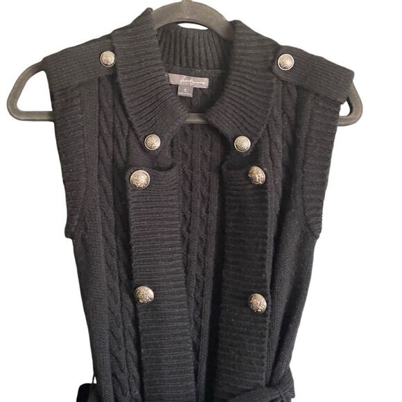 Twenty One Black Sleeveless Open Cardigan withh Button Detail and Belt. Small - Picture 2 of 8